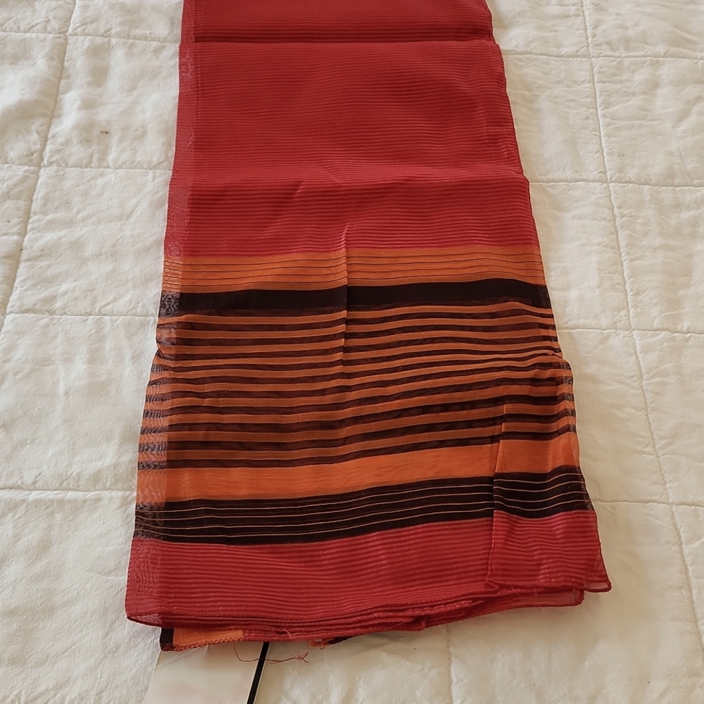 Women's red stripped dupatta by Fab India new with tags